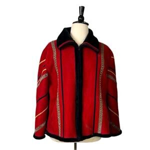 Tally Ho Winter Coat Faux Suede Fur Lined Heavy Black Orange Women’s Size XL